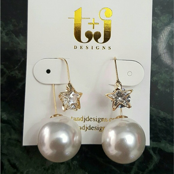 Star Thread Pearl Earrings - Picture 2 of 2